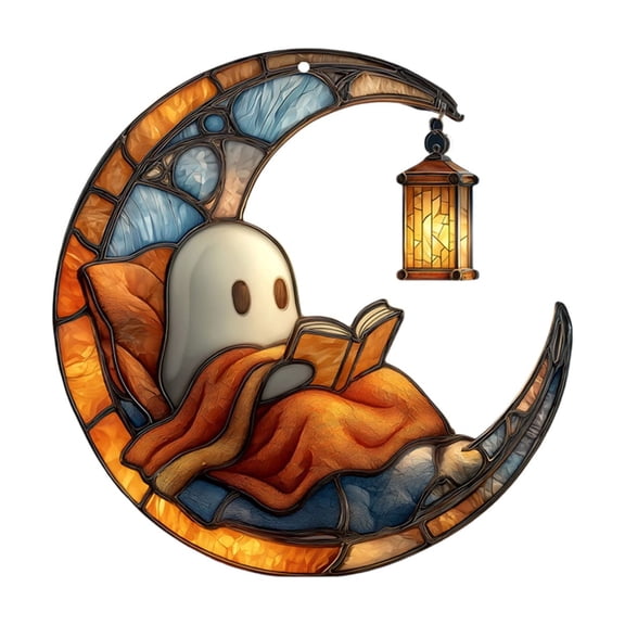 Aximioll 7.87 in. Halloween Creepy Ghost Pendants — Clear Finish with Spooky Glow, Halloween Decorations for Windows, Glass Doors & Indoor Haunted Scenes for Holiday Parties with spooky displays