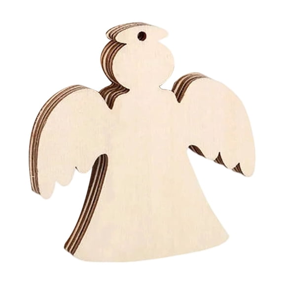 Aximioll Christmas Angel Wooden Ornaments 10 Pack 3.9 in, Rustic Natural Wood Carving and Pre-Tied Twine Hanging Loops, Holiday Pendants for Christmas Tree and Mantel