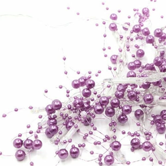 Aximioll Christmas Purple Pearl Bead String Lights 9.84 ft, Battery-Operated 30 LEDs with Branching Purple Pearl Clusters, Fairy Garland for Fireplace Mantel and Christmas Tree