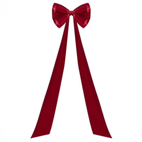 Aximioll Christmas Red Double Layer Bow 75 in Long, Structured Composite Fabric Flowing Long Tails Pre-Tied Ties, Holiday Tree Topper Knot for Front Door and Banister