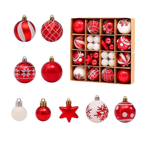 Aximioll Christmas Red White Ball Ornaments 2.4 in 42 Pack, Shatterproof Candy Cane Spheres and Painted Finishes, Holiday Hanging Baubles for Evergreen Tree and Wreath