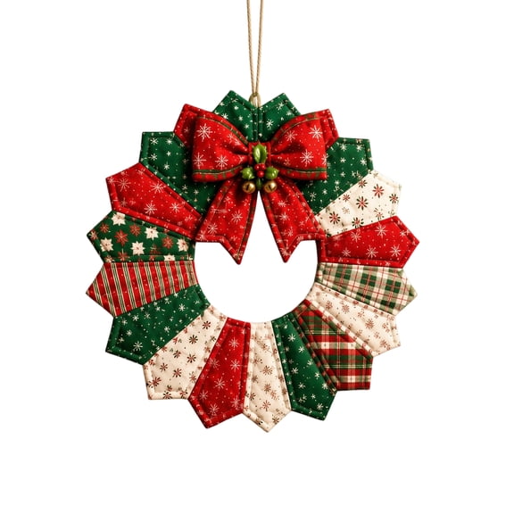 Aximioll Christmas Red Wreath 20In Decor, Quilted Printed Layered Floral Ring, Seasonal Welcome Accent for Front Door Entryway Wall Fireplace Mantel Holiday Party