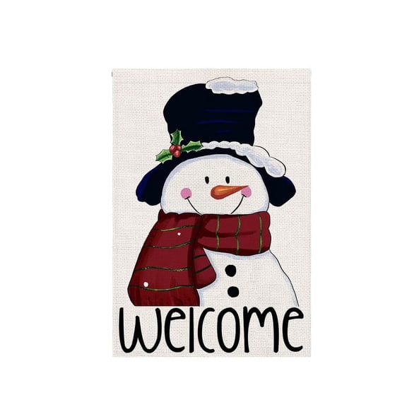 Aximioll Christmas Snowman House Flag 28 x 40 in, Double Sided Cheerful Snowman Artwork and Sturdy Polyester, Festive Outdoor Yard Banner for Front Porch and Lawn