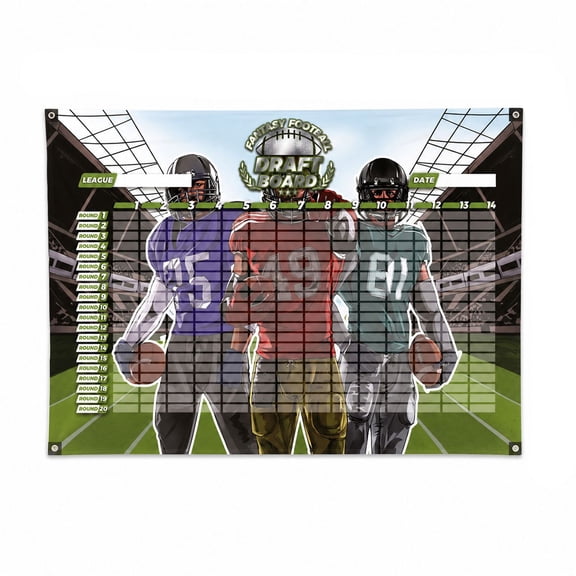 Aximioll Fantasy Football Draft Board Backdrop, 70.9"x47.2" NonWoven Fabric Photo Background Cloth, Sports Game Themed Banner for Football Draft Night Party Home Wall Photo Booth Decor