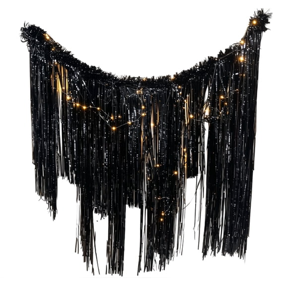 Aximioll Lighted Halloween Black Rain Curtain, Hanging Backdrop for Doorway, Wall and Party Decor