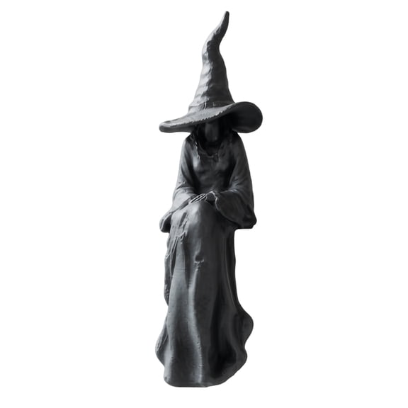 Aximioll Halloween Black Witch Tabletop Statue 6.69In Decor, Sculpted Figurine, Tabletop Centerpiece for Table Shelf Mantel Entryway Fireplace Party Buffet