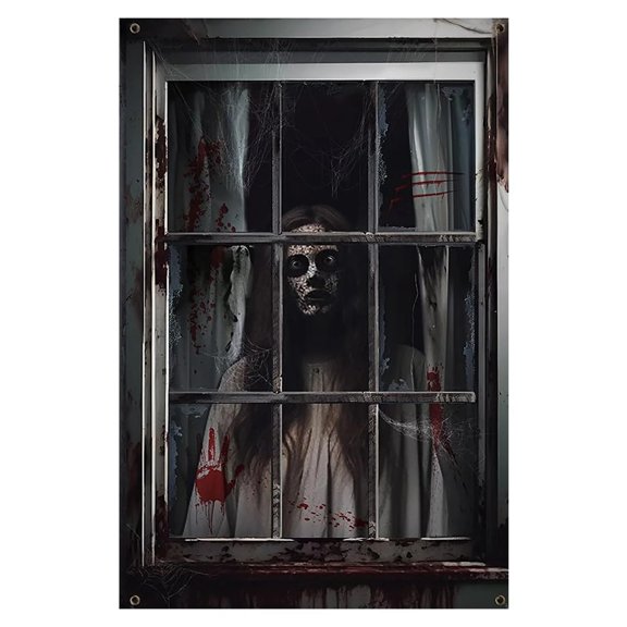Aximioll Halloween Creepy Window Banners — Bold Silhouette with Haunted Shadow Displays, Halloween Decorations for Windows, Glass Doors & Indoor Haunted Scenes for Haunted House Setups