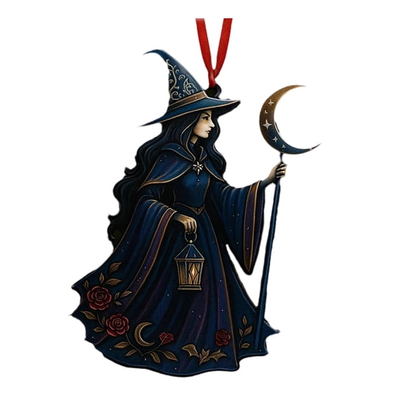 Aximioll Halloween Creepy Witch Pendants — Witch Silhouette with Spooky Shadows, Halloween Decorations for Porch Ceilings, Tree Branches & Entryway Displays for Holiday Parties with eerie atmosphere