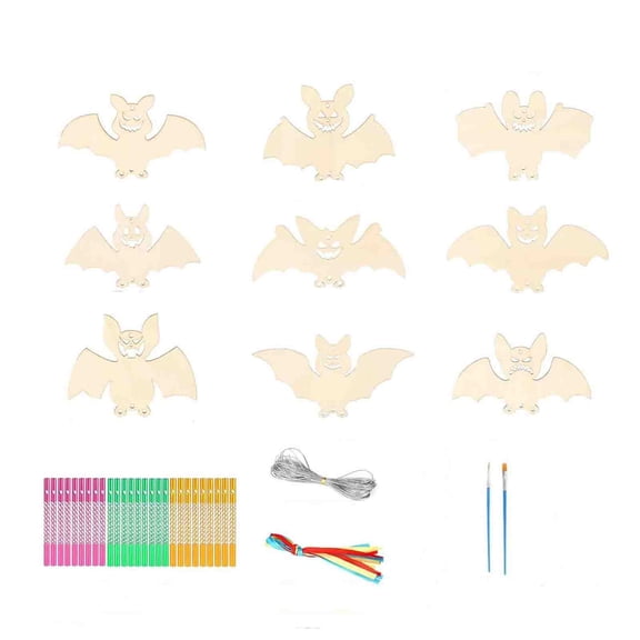 Aximioll Halloween Eerie Bat Wind Chimes 9 Pcs — 2D Bats with Haunted Shadows, Halloween Decorations for Holiday Parties & Trick or Treat Nights for Haunted House Setups with eerie night atmosphere