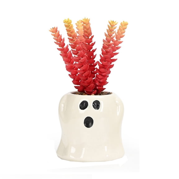 Aximioll Halloween Eerie Ghost Planter — White Finish with Creepy Shadows, Halloween Decorations for Holiday Parties & Trick or Treat Nights for Halloween Parties with spooky party setups