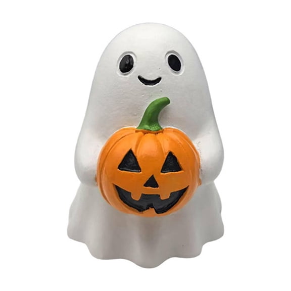 Aximioll Halloween Spooky Pumpkin Ghost Statues — Hand-Painted Details with Creepy Charm, Halloween Decorations for Snack Tables, Dessert Stations & Halloween Party Setups for Trick or Treat Nights