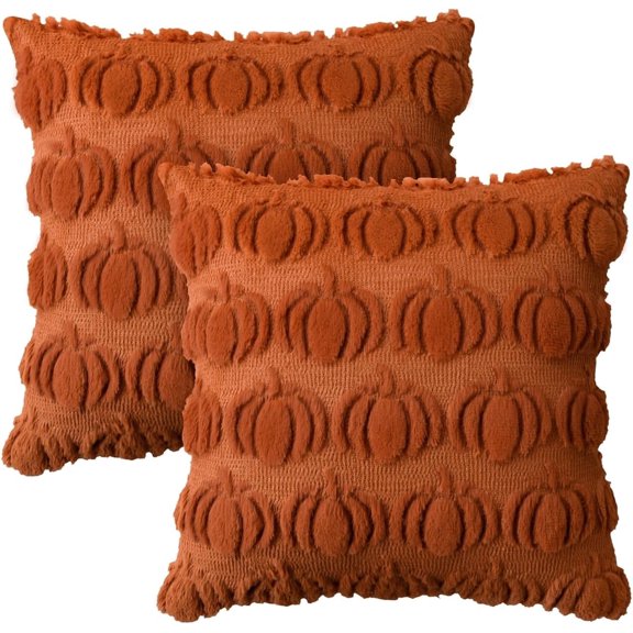Aximioll Halloween Throw Pillow Covers 18x18 Inch Set of 2, 
Pumpkin Decorative Cushion Cases Caramel for Sofa Couch, 
Fall Autumn Halloween Decor Gift