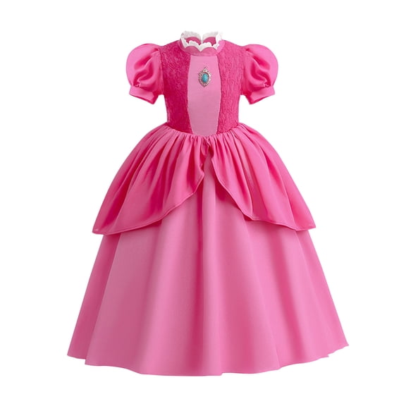 Aximioll Little Girls Fairy Tale Princess Dress, Halloween Party Elegant Princess Dress up Clothes, Toddler Princess Cosplay Outfits for Girls Age 2 - 12 Years, Pink/150
