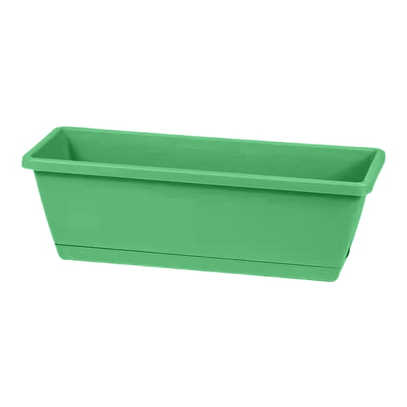Aximioll Mint Green Rectangular Planter Pot 14.17 in, Tapered Basin with Reinforced Top Rim and Sturdy Flat Base, Window Herb Trough for Windowsill and Patio Table