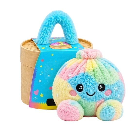 Aximioll Pastel Rainbow Seated Dumpling Squishy Toy, Soft Tactile Hand Squeeze Sensory Fidget Novelty, Christmas Gifts for Desk Play and Fidget Multicolor 5.91 in