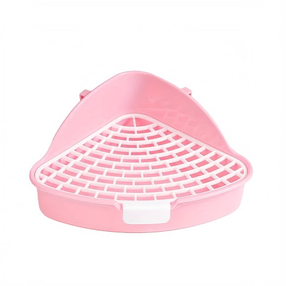 Aximioll Rabbit Corner Litter Box, Triangle Small Animal Potty Trainer with Removable Grid, Anti Spill Fixable Pet Toilet Pan for Bunny Guinea Pig Ferret Cage