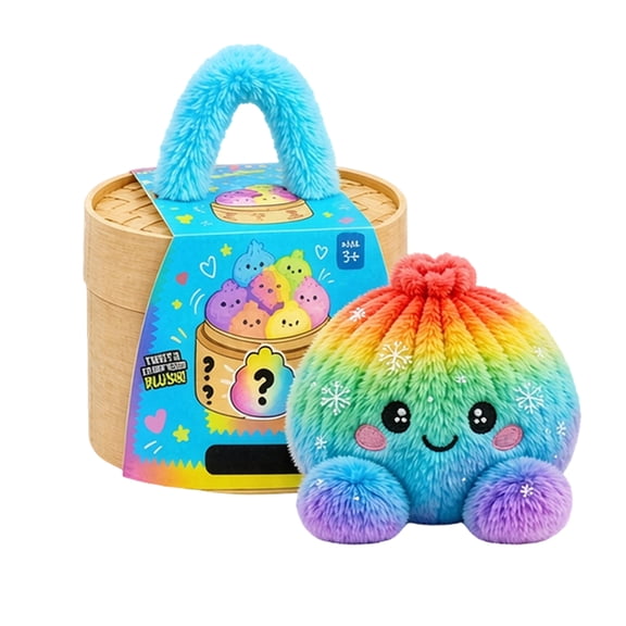 Aximioll Rainbow Seated Dumpling Squishy Toy, Soft Tactile Hand Squeeze Sensory Fidget Novelty, Christmas Gifts for Desk Play and Fidget Multicolor 5.91 in