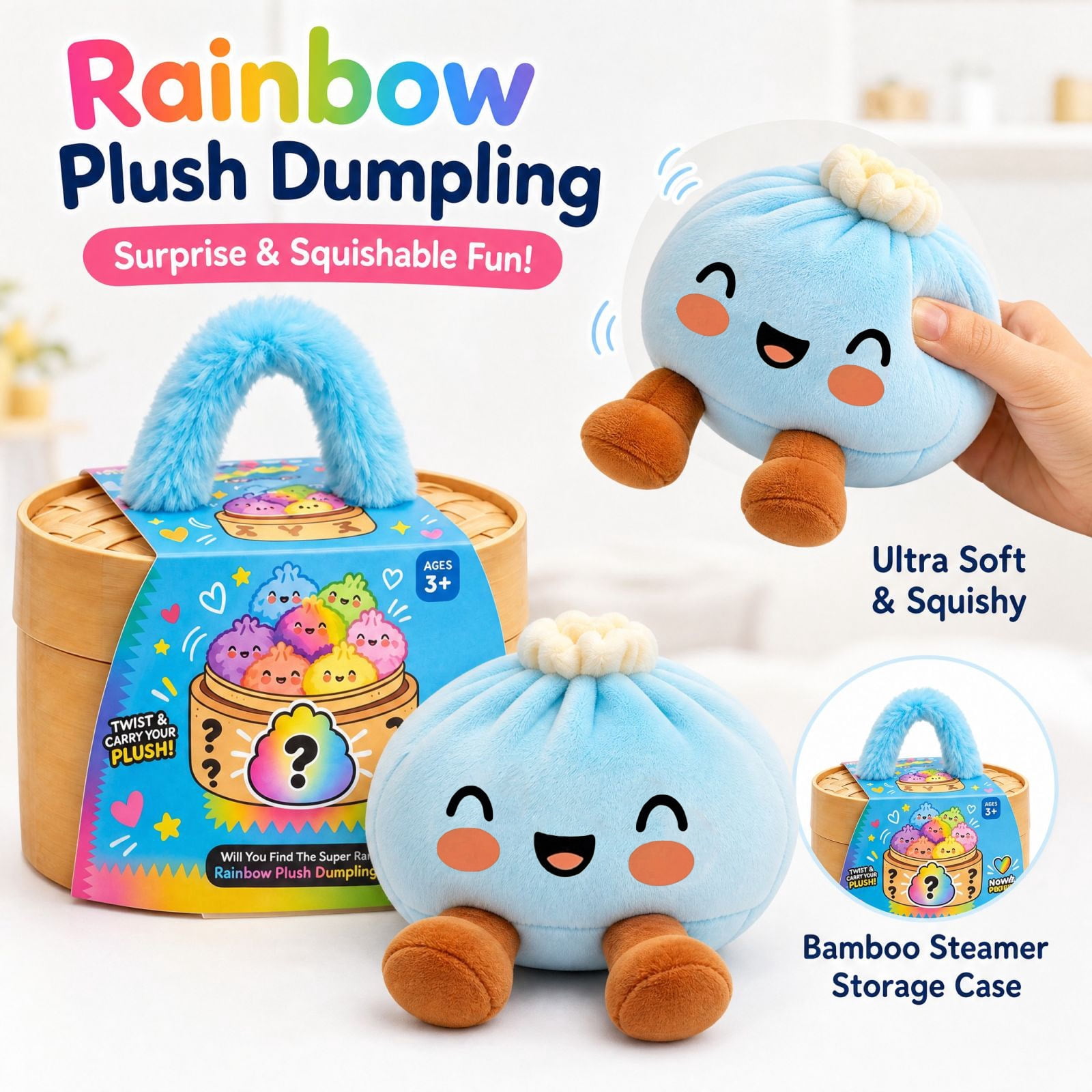 Aximioll Seated Dumpling Squishy Toy, Soft Tactile Hand Squeeze Stress ...