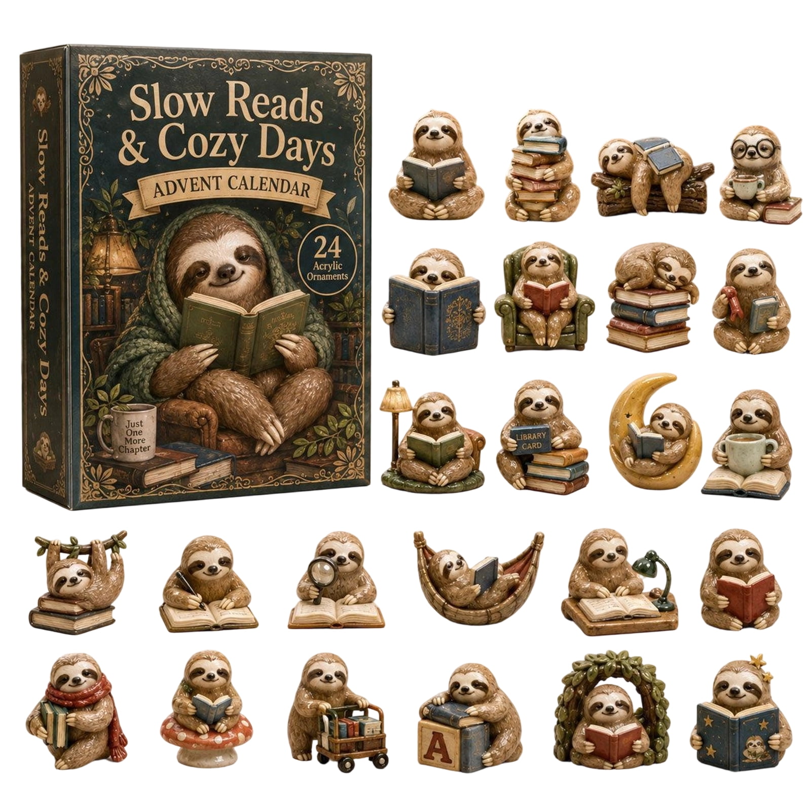 Aximioll Slow Reads and Cozy Days Sloth Advent Calendar 2026, 24 Days ...