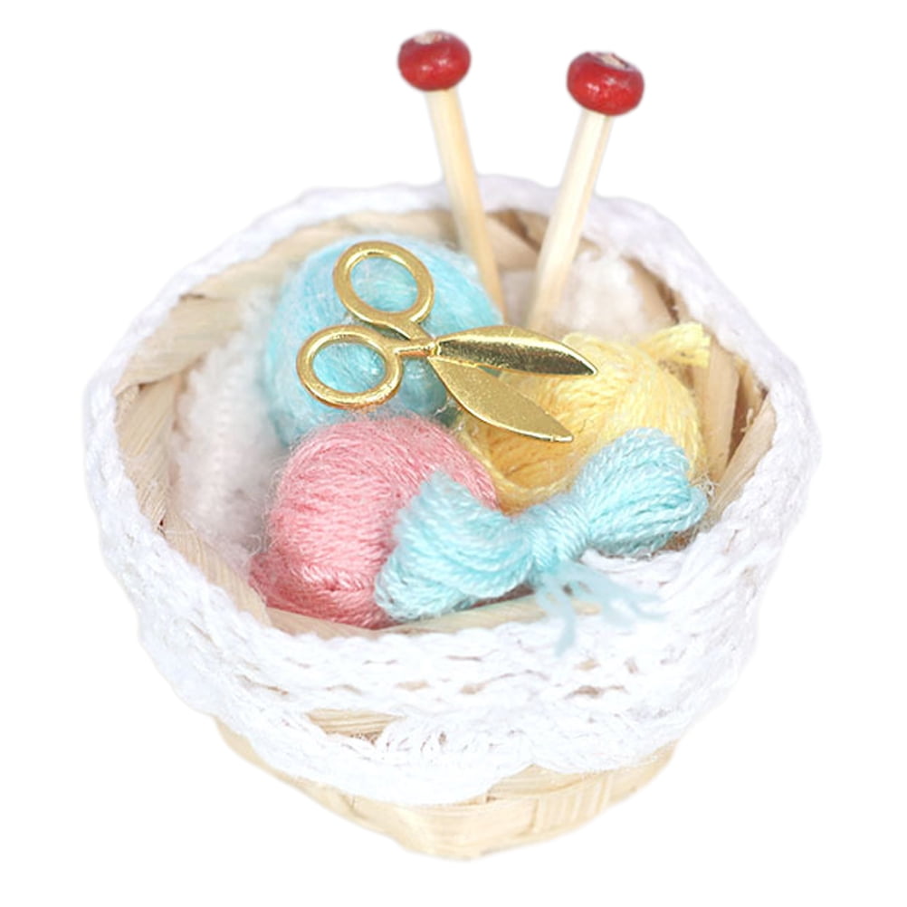 Axio 1 Set Dollhouse Woolen Yarn Knitting Basket Kit Doll House Scene