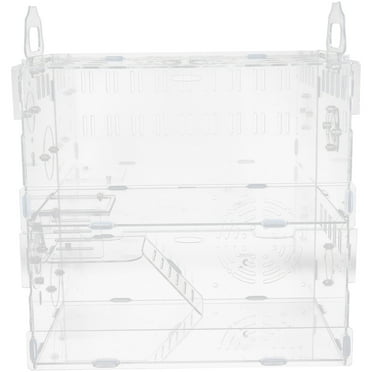 OUNONA 1Pack Durable Safe Acrylic Hamster Cage for Small Pets 11.8x11.8x7.9in