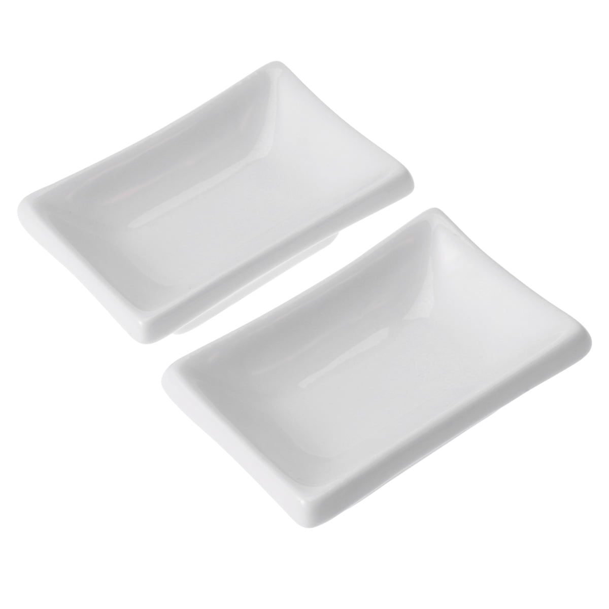 Axio 2 Pcs 3 Inch Pure White Ceramic Appetizer Serving Tray Rectangular