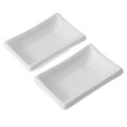Axio 2 Pcs 3 Inch Pure White Ceramic Appetizer Serving Tray Rectangular