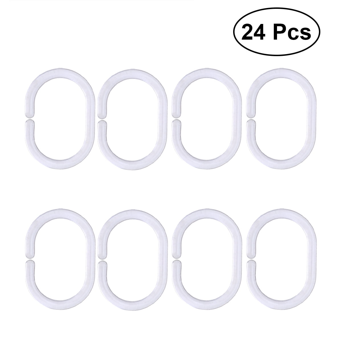 Axio 24pcs Clear Plastic Shower Curtain Rings C Shape Hooks