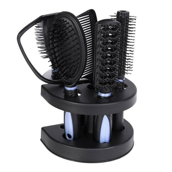 5pcs Professional Hair Salon Hair Comb And Mirror Kits Salon Barber Comb Brushes Anti-static Hairbrush Hair Care Styling (Blue)