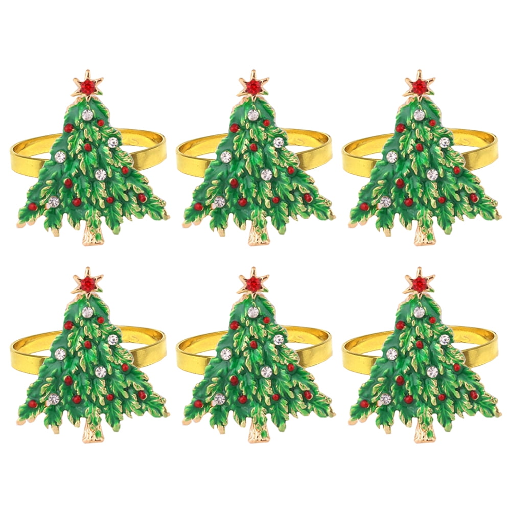 Axio 6Pcs Christmas Napkin Rings Alloy Napkin Buckles Decorative Napkin