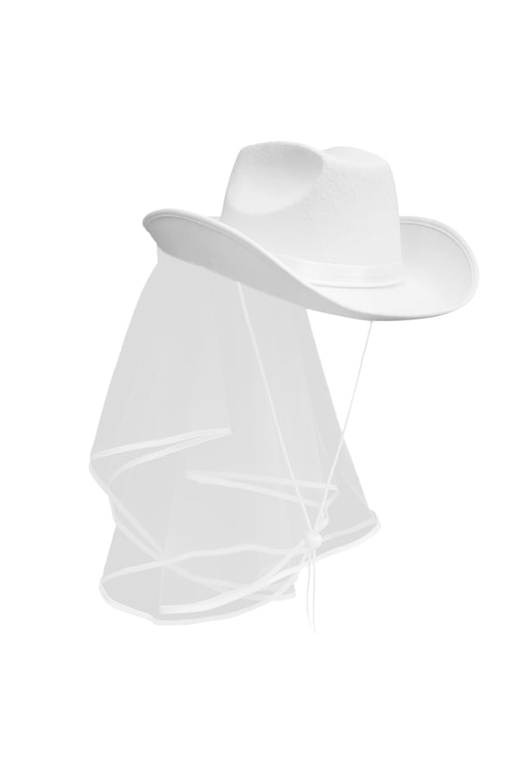 Bride Cowgirl Hat Bachelorette Hat with Veil Cowgirl Hat with Veil Cowgirl Hat for Women