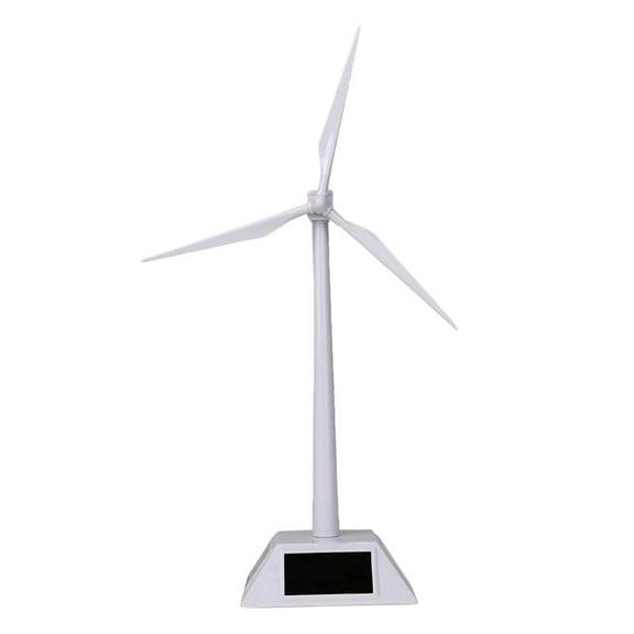DIY Desktop Wind Turbine Model Rotating Solar Powered Windmills Assembled Toys Plastics White Model for Students Education (White)