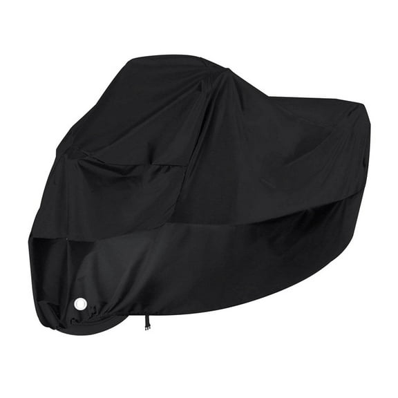 Motorcycle Cover Waterproof Tarpaulin Portable Rust Sunscreen Dust Bag (Black, XL, with Lockhole)
