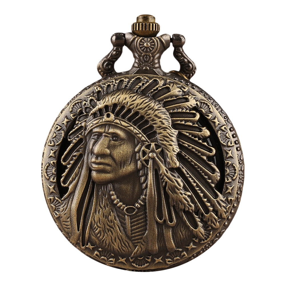 Axio Retro Watch Vintage Indian Chief Quartz Pocket Watch Antique