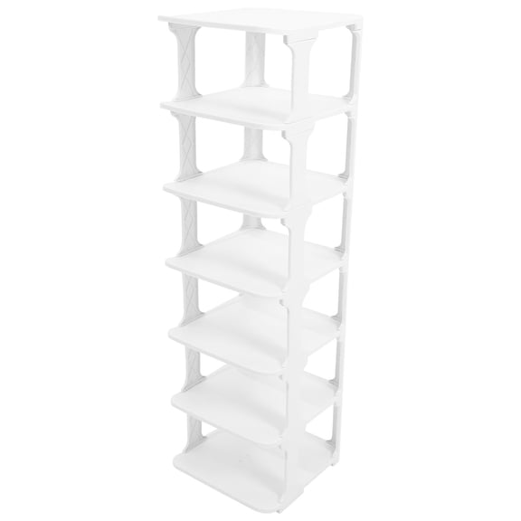 White Plastic Shoe Rack for Storage with Multi-layer Design and Narrow Profile 7 Tier
