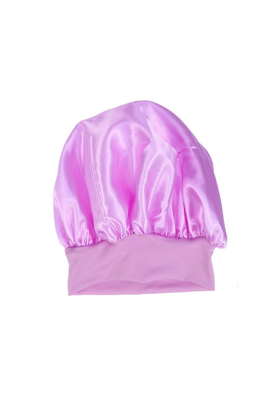 Wide Side Elastic Satin Sleeping Hair Loss Caps Chemotherapy Hats Beanie with Elastic Band for Women and Girls (Purple)
