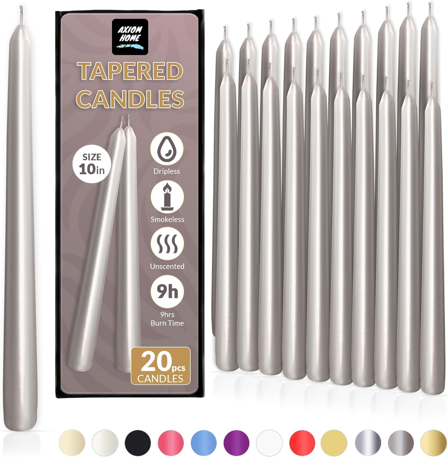 Spaas 14 Tapered Dinner Candles 21/220 Mm, ± 8 Hours, Unscented, Ivory