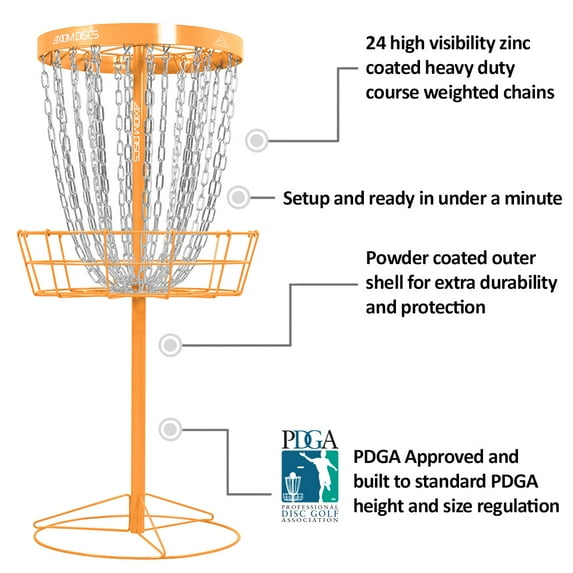 Axiom Discs Pro 24-Chain Disc Golf Basket - Orange
