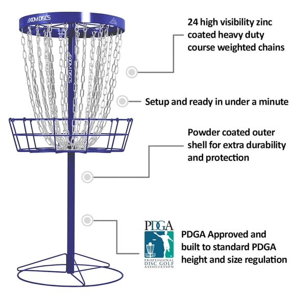 Axiom Discs Pro 24-Chain Disc Golf Basket - Royal Blue