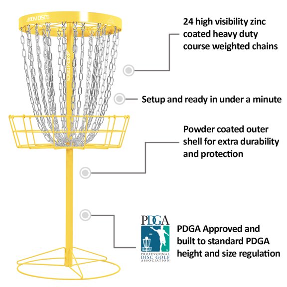 Axiom Discs Pro 24-Chain Disc Golf Basket - Yellow