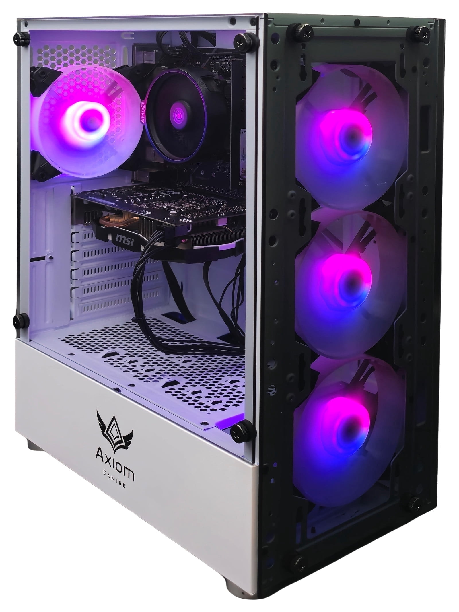 Axiom Gaming® Whiteflare Gaming PC Desktop – AMD Ryzen 5, 16GB DDR4, 512GB SSD, GTX 1060 6GB, WiFi, Windows 11 Home