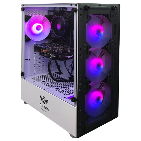 Axiom Gaming® Whiteflare Gaming PC Desktop – AMD Ryzen 5, 16GB DDR4, 512GB SSD, GTX 1060 6GB, WiFi, Windows 11 Home