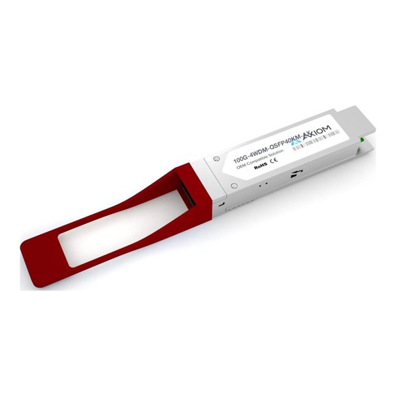 Axiom - QSFP28 transceiver module (equivalent to: Extreme 100G-4WDM-QSFP40KM) - 100 GigE optical - 100GBase-ER4 - LC Duplex single-mode - up to 24.9 miles - 1295 (TX) / 1309 (RX) nm