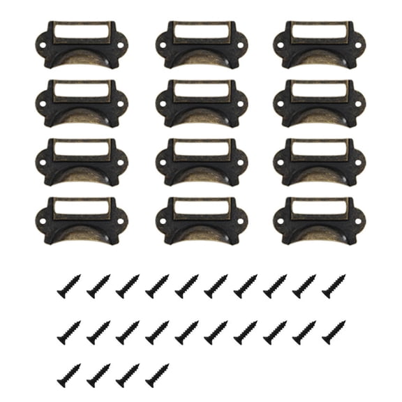Axioma 12 Pieces Drawer Pulls Tag File Label Holder with Screws Cabinet Handles for