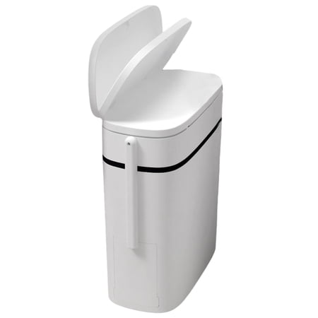 Axioma 12L Trash Can Double Barrel Press Lid Slim Wastebasket for Office Kitchen RV White