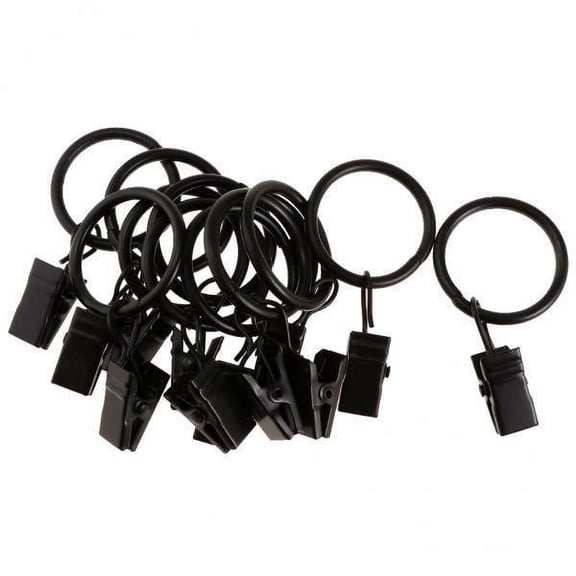 Axioma 2-8 pieces 12 Pieces Metal Curtains Drapery Rings with Clips Black Porcelain 25mm 2 Pcs