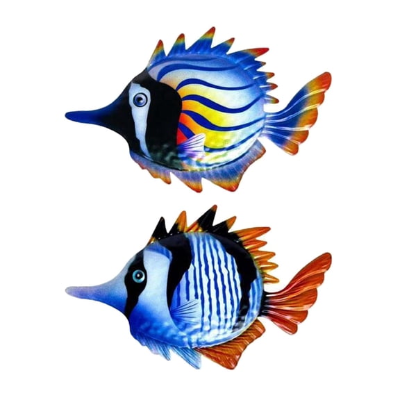 Axioma 2 Pack Hand Painted fish Wall Decor Tropical Fish Sculpture for Decoration