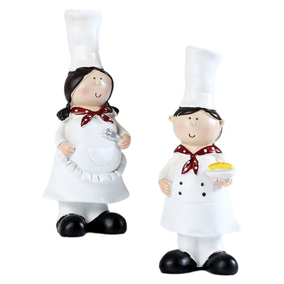 Axioma 2 Pieces Couple Chef Figurine Sculptures Cook Statue Ornaments Creative Lifelike