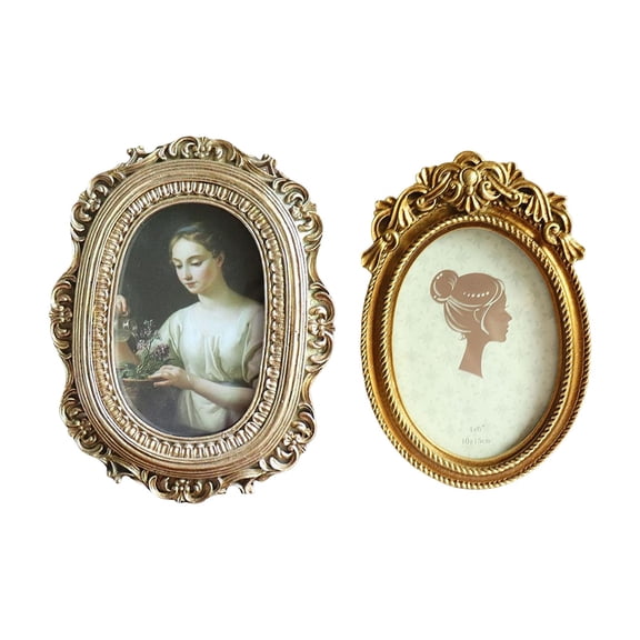 Axioma 2 Pieces European Style Picture Frame, Wall Mounting Attractive Look Luxury French Photo Holder for Bookshelf Bar Bedroom Home Decoration , A B