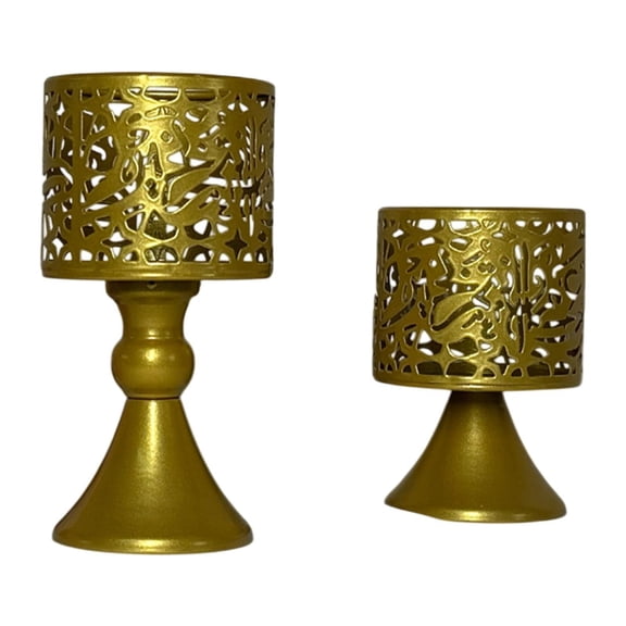 Axioma 2 Pieces Metal Pillar Candle Holders Desktop Decoration Decorative Round Candle Stands for Housewarming Gift Versatile Sturdy